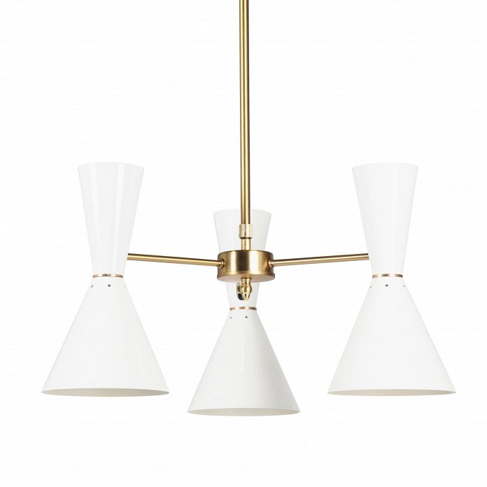 Люстра CAIRO Chandelier 3 Arm White Белый Латунь Люстра CAIRO Chandelier 3 Arm White Белый Латунь в Рязани | Loft Concept