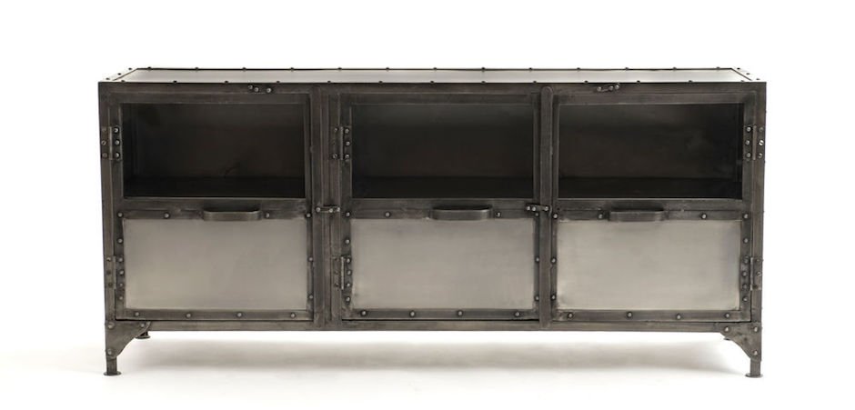 Комод металлический Industrial Steampunk Nickel 3 Door Сoncole Комод металлический Industrial Steampunk Nickel 3 Door Сoncole - Loft-Concept в Рязани