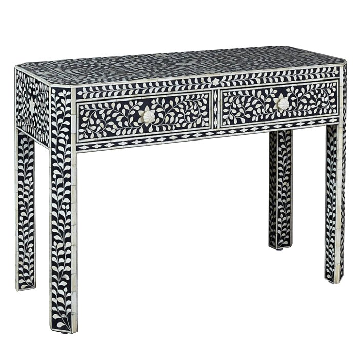 Консоль Inlaid Bone Белый Черный Консоль Inlaid Bone Белый Черный в Рязани | Loft Concept