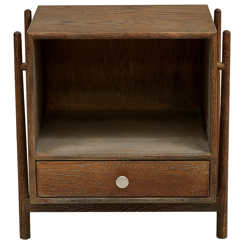 Тумба Harrell Oak Wood Nightstand Коричневый Хром Тумба Harrell Oak Wood Nightstand Коричневый Хром в Рязани | Loft Concept