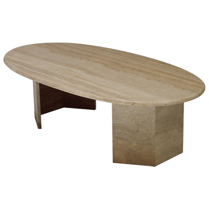 Кофейный стол Oval Travertine Coffee Table Коричневый Кофейный стол Oval Travertine Coffee Table Коричневый в Рязани | Loft Concept