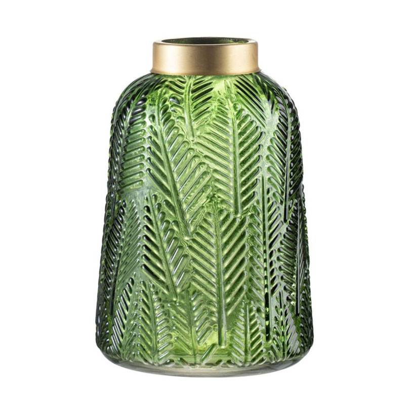Ваза Green Vase Golden Throat high Золотой Прозрачный зеленый Ваза Green Vase Golden Throat high Золотой Прозрачный зеленый в Рязани | Loft Concept