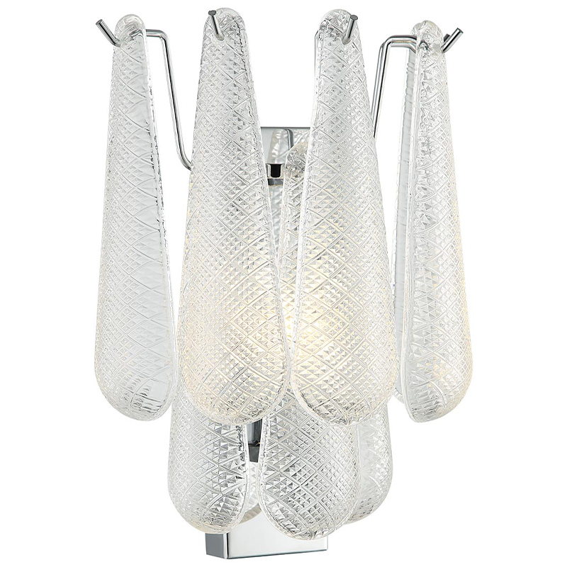 Бра Textured Glass Drops Wall Lamp Хром Белый Бра Textured Glass Drops Wall Lamp Хром Белый в Рязани | Loft Concept