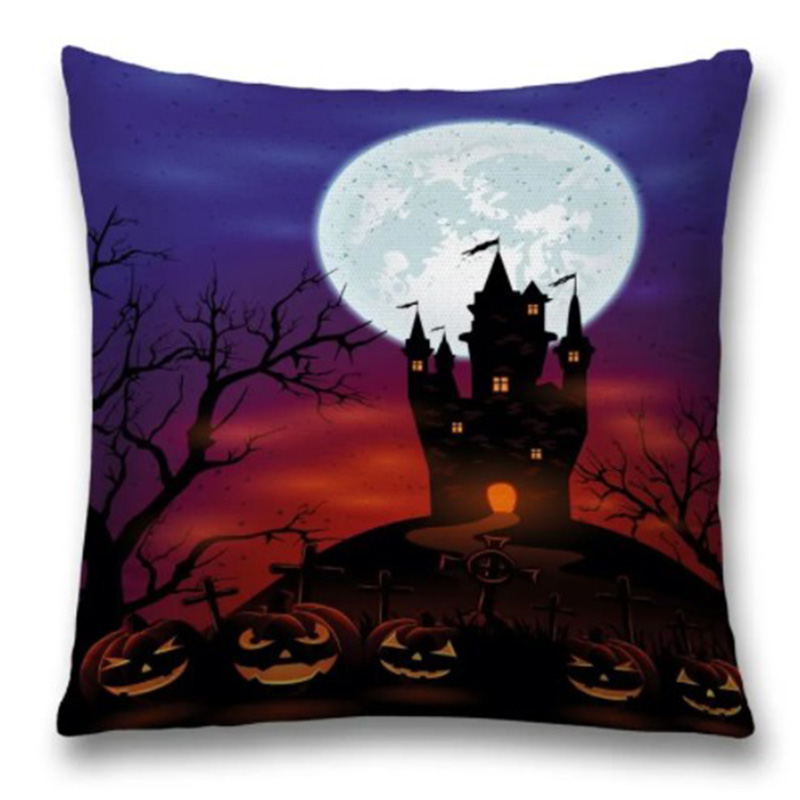 Подушка Halloween Castle Синий Черный Красный Подушка Halloween Castle Синий Черный Красный в Рязани | Loft Concept