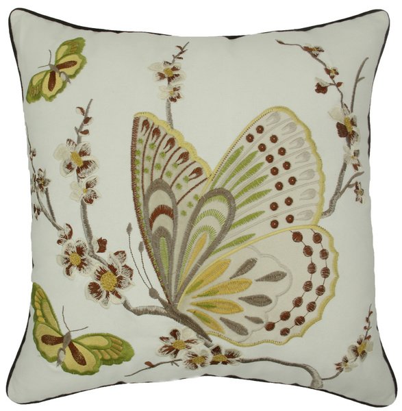 Декоративная подушка Вышивка butterfly Желтый ivory ( слоновая кость ) Декоративная подушка Вышивка butterfly Желтый ivory ( слоновая кость ) в Рязани | Loft Concept