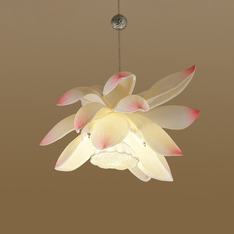 Подвесной светильник Lotus Flower Pendant Белый Розовый пастельный Подвесной светильник Lotus Flower Pendant Белый Розовый пастельный в Рязани | Loft Concept