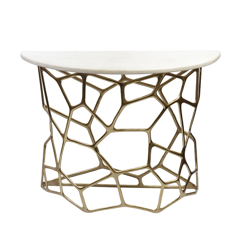 Консоль Console Cell White Marble Белый Золотой Консоль Console Cell White Marble Белый Золотой в Рязани | Loft Concept