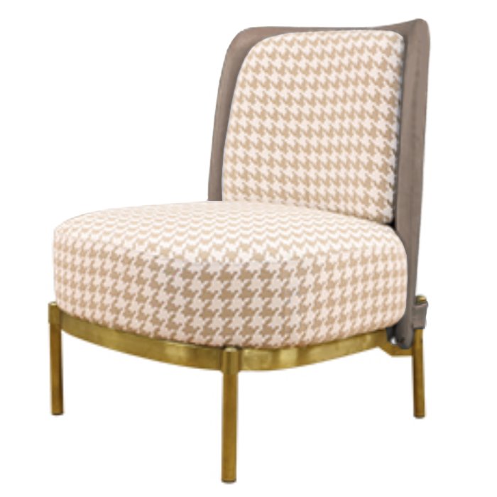 Кресло Pied de poule Beige Armchair Бежевый Латунь Молочный Кресло Pied de poule Beige Armchair Бежевый Латунь Молочный в Рязани | Loft Concept