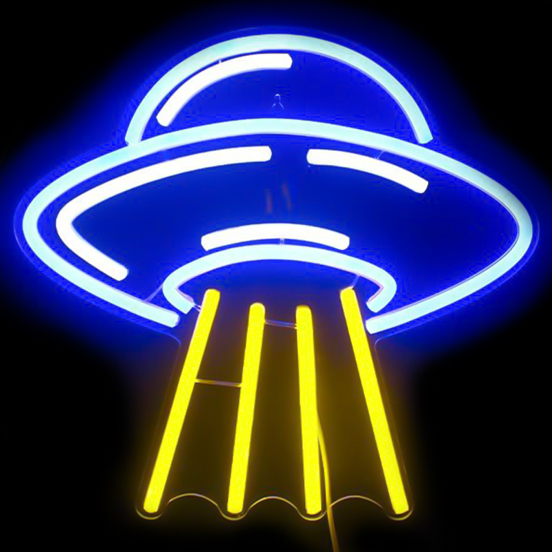 Неоновая настенная лампа UFO Neon Wall Lamp Желтый Синий Неоновая настенная лампа UFO Neon Wall Lamp Желтый Синий в Рязани | Loft Concept