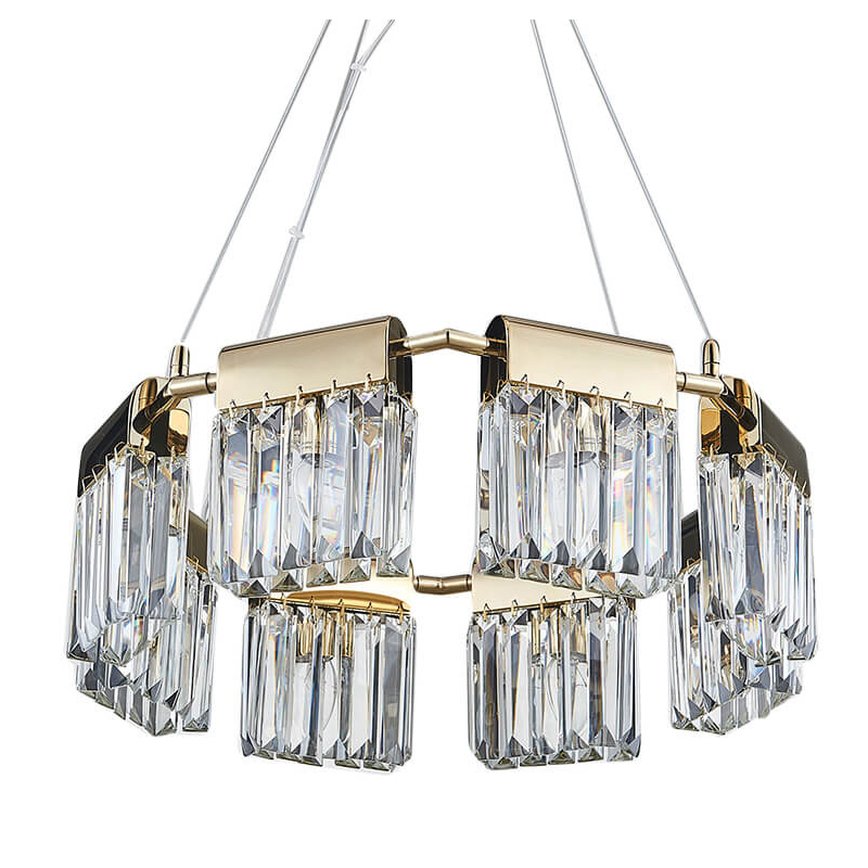 Люстра Crystal Pendants gold 8 Глянцевое золото Прозрачное Стекло Люстра Crystal Pendants gold 8 Глянцевое золото Прозрачное Стекло в Рязани | Loft Concept
