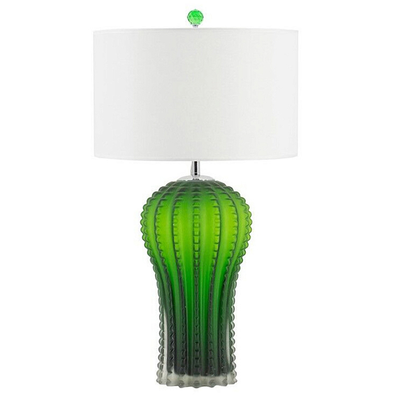 Настольная лампа с тканевым абажуром и основанием в форме кактуса Cactus Table Lamp Белый Зеленый в Рязани | Loft Concept 