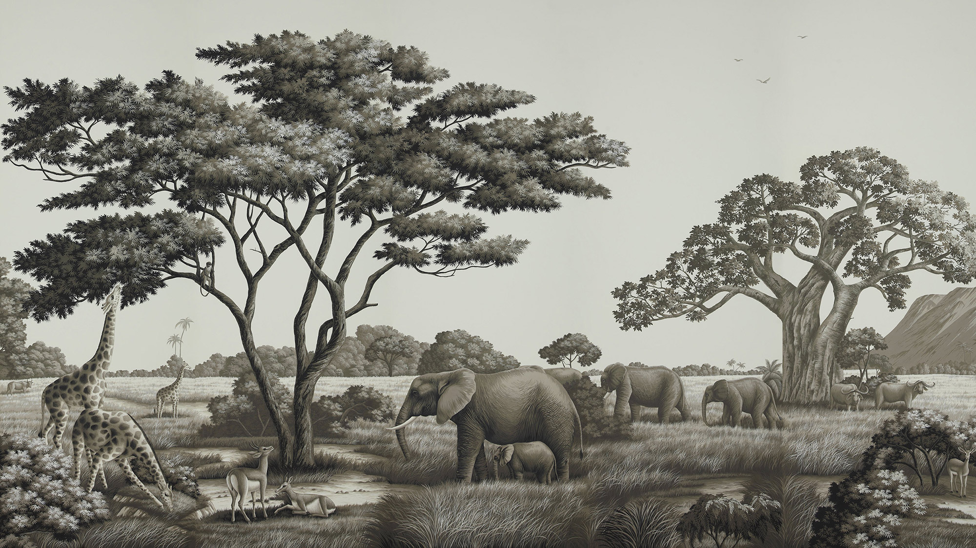 Обои ручная роспись African Savannah Colourway SC-94 on scenic paper Обои ручная роспись African Savannah Colourway SC-94 on scenic paper - постер Loft-Concept в Рязани