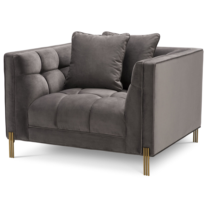 Кресло Eichholtz Chair Sienna grey Серый Латунь в Рязани | Loft Concept 