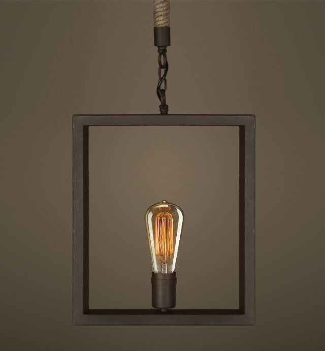 Подвесной светильник Quadrate Loft Rope Light Коричневый Подвесной светильник Quadrate Loft Rope Light Коричневый в Рязани | Loft Concept