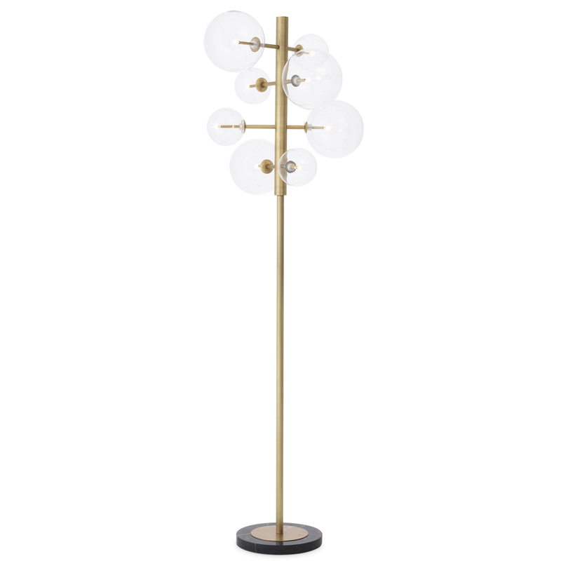 Торшер Eichholtz Floor Lamp Argento Латунь Прозрачное Стекло Черный Мрамор Nero Торшер Eichholtz Floor Lamp Argento Латунь Прозрачное Стекло Черный Мрамор Nero в Рязани | Loft Concept