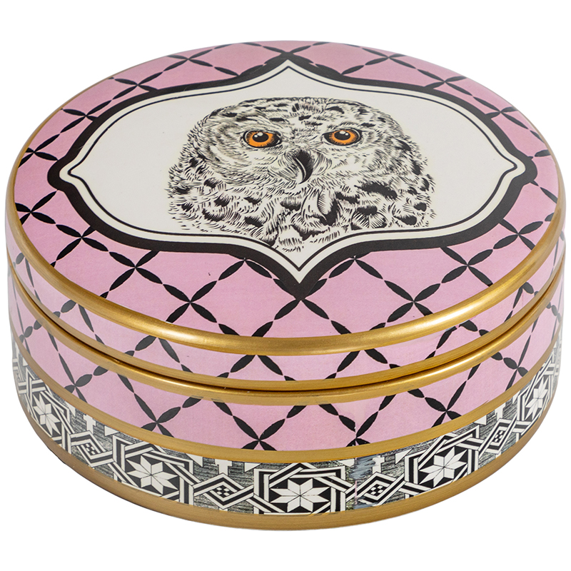 Шкатулка Owl Collection Pink Box Золотой Розовый Черно-белый в Рязани | Loft Concept 