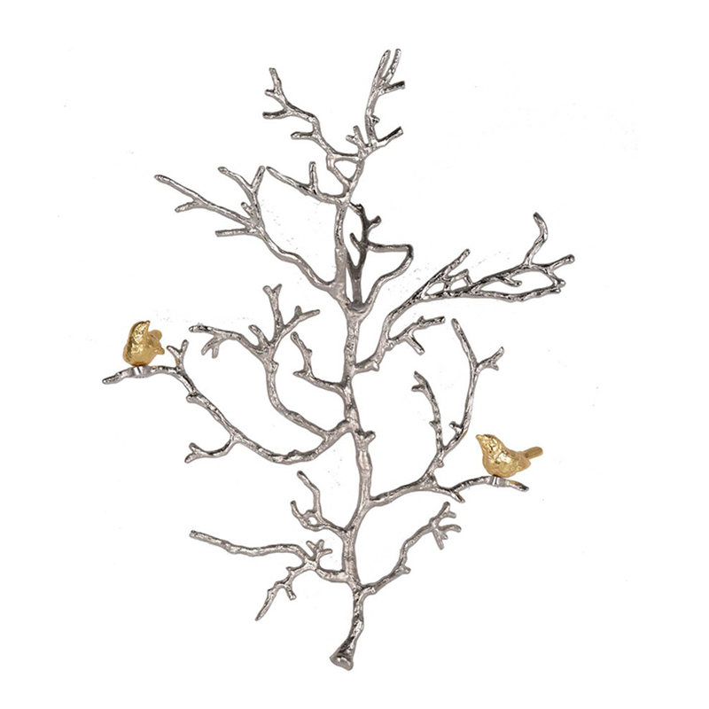 Настенный декор Tree Branch & Bird Золотой Сатиновое Серебро Настенный декор Tree Branch & Bird Золотой Сатиновое Серебро в Рязани | Loft Concept