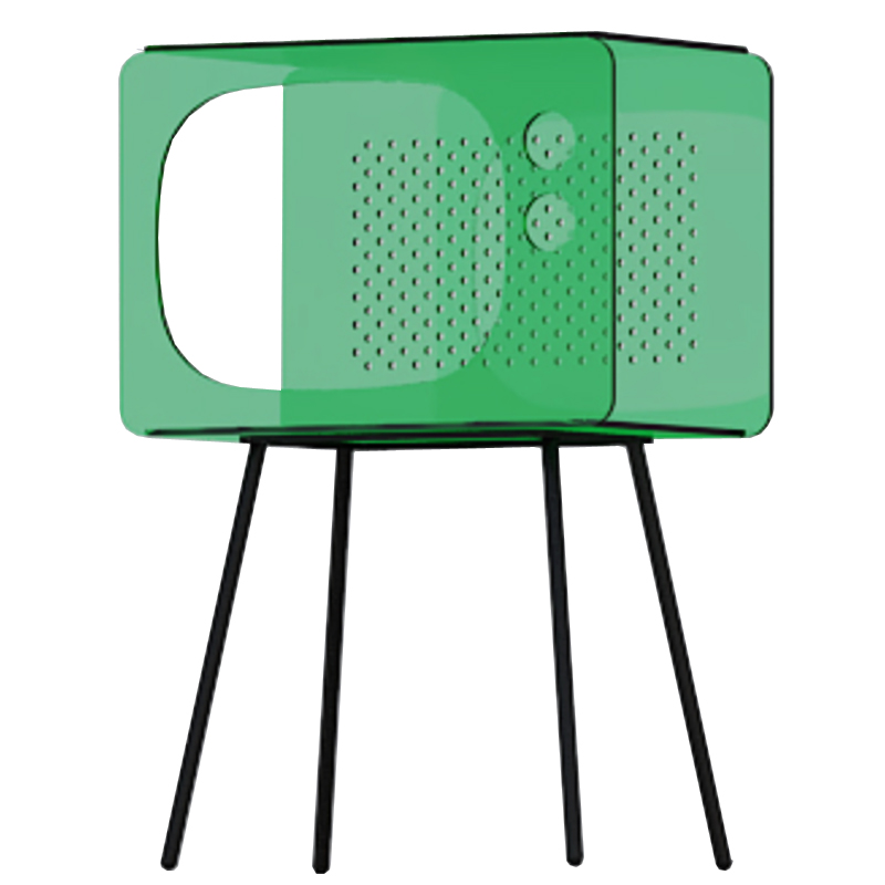 Зеленая тумбочка в виде телевизора из акрила Green Acrylic Television Nightstand Зеленый Черный Зеленая тумбочка в виде телевизора из акрила Green Acrylic Television Nightstand Зеленый Черный в Рязани | Loft Concept