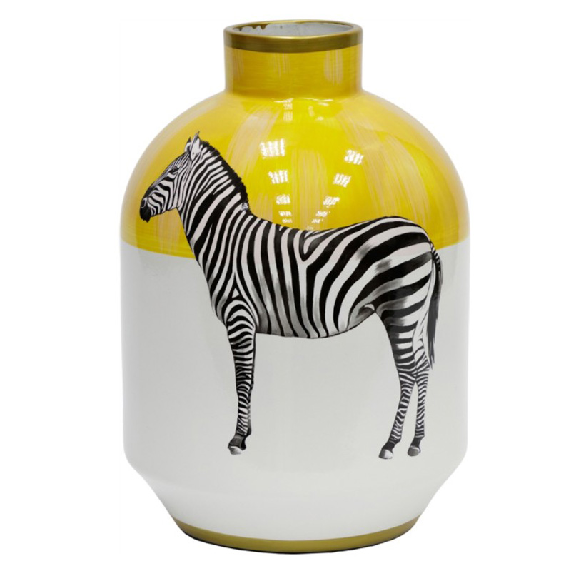 Ваза Zebra Vase white and yellow Белый Желтый Черный Золотой Ваза Zebra Vase white and yellow Белый Желтый Черный Золотой в Рязани | Loft Concept