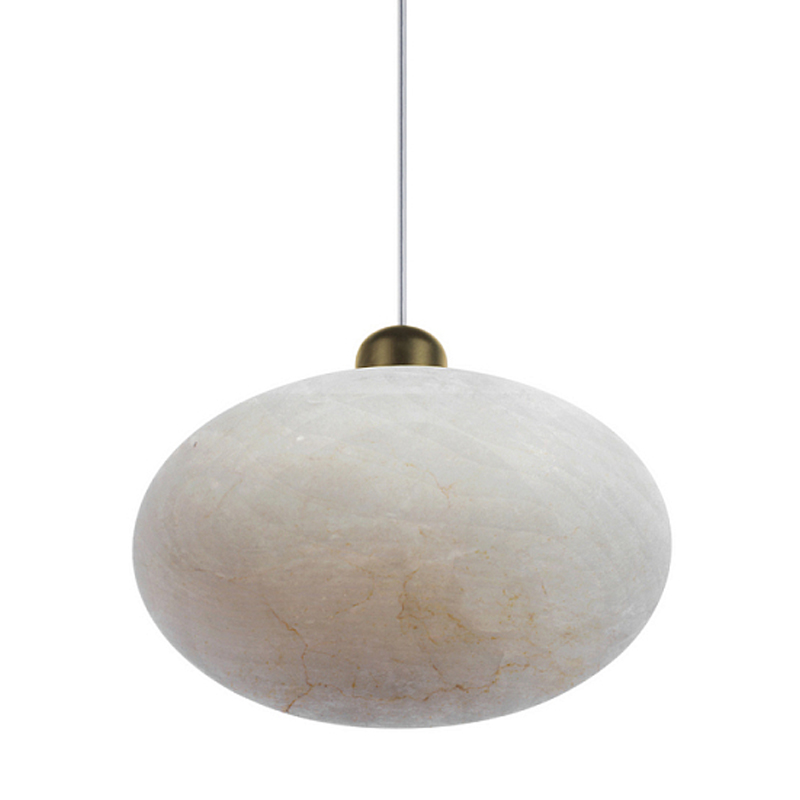 Подвесной светильник с плафоном в виде эллипса из белого алебастра Cryptocrystalline Stone Бронза Белый в Рязани | Loft Concept 