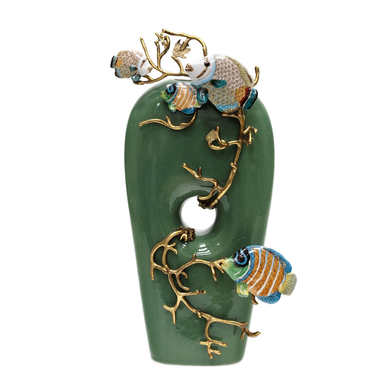 Ваза Colored Fish Vase green Бронза Зеленый Ваза Colored Fish Vase green Бронза Зеленый в Рязани | Loft Concept