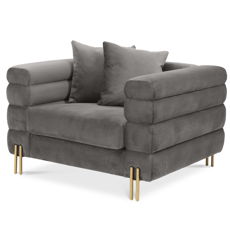 Кресло Eichholtz Chair York grey Серый Латунь Кресло Eichholtz Chair York grey Серый Латунь в Рязани | Loft Concept