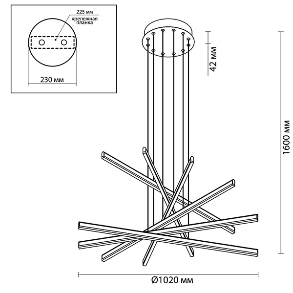 Люстра Rolf Six Black Lines Chandelier Люстра Rolf Six Black Lines Chandelier в Рязани