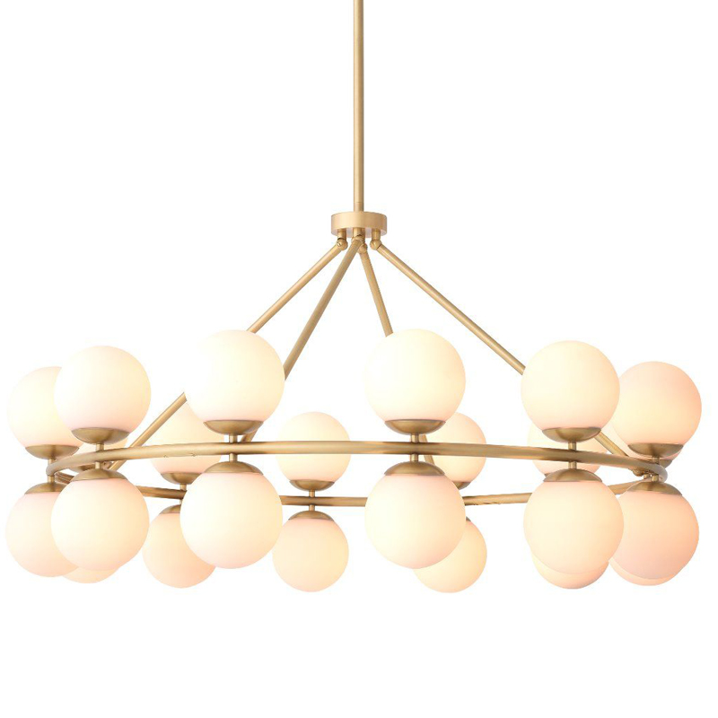 Люстра Eichholtz Chandelier Hutchinson Brass Латунь Античная полированная Белое матовое стекло Люстра Eichholtz Chandelier Hutchinson Brass Латунь Античная полированная Белое матовое стекло в Рязани | Loft Concept