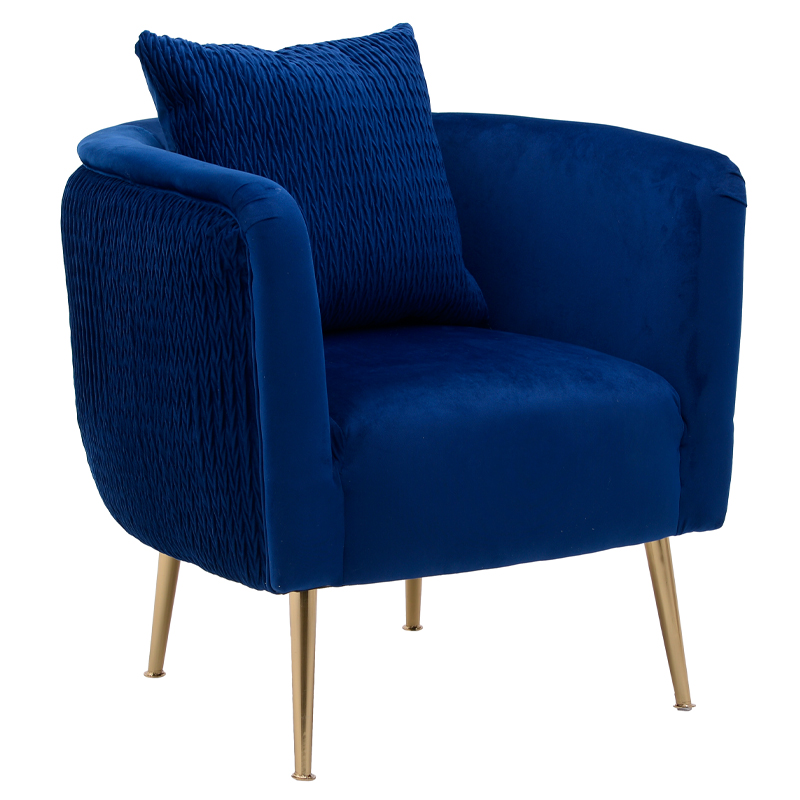 Кресло Yvette Armchair Blue Синий Глянцевое золото Кресло Yvette Armchair Blue Синий Глянцевое золото в Рязани | Loft Concept