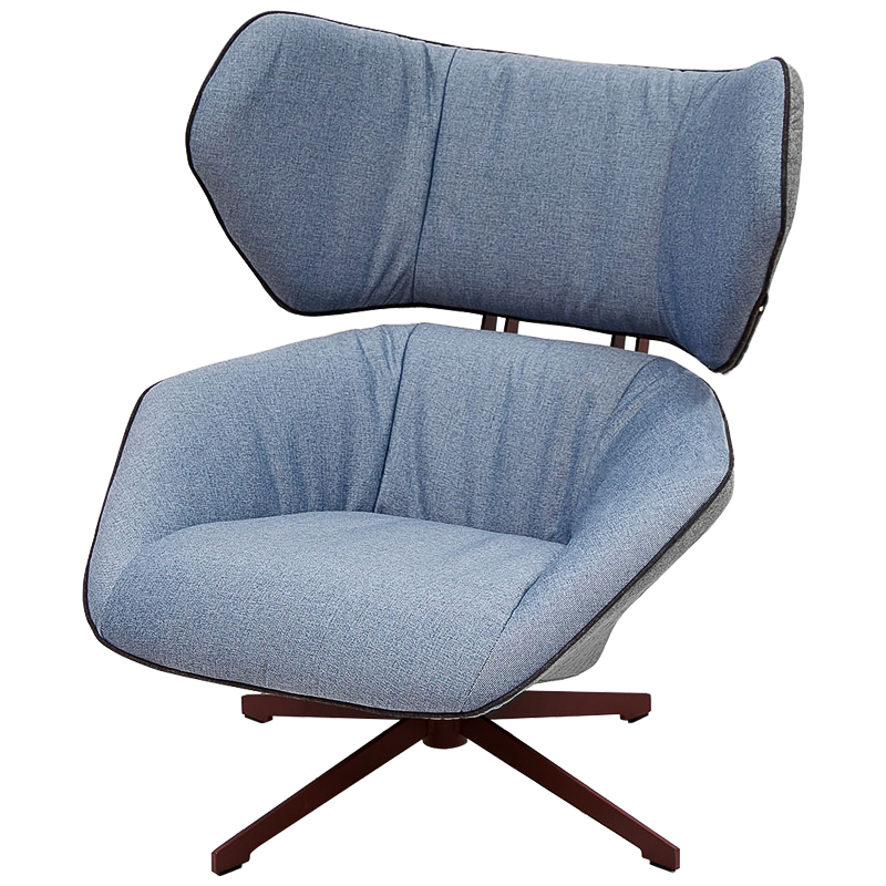 Вращающееся кресло с двухцветной обивкой Wilder Armchair голубой и серый Голубой Серый Коричневый Вращающееся кресло с двухцветной обивкой Wilder Armchair голубой и серый Голубой Серый Коричневый в Рязани | Loft Concept