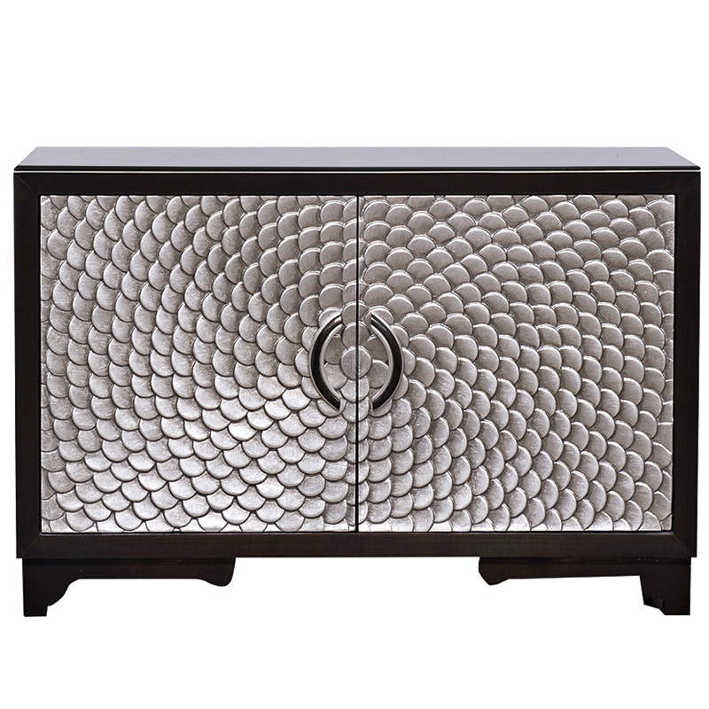 Комод с рельефным орнаментом Рыбья чешуя Fish scales Chest of drawers Черный Серебряный Комод с рельефным орнаментом Рыбья чешуя Fish scales Chest of drawers Черный Серебряный в Рязани | Loft Concept