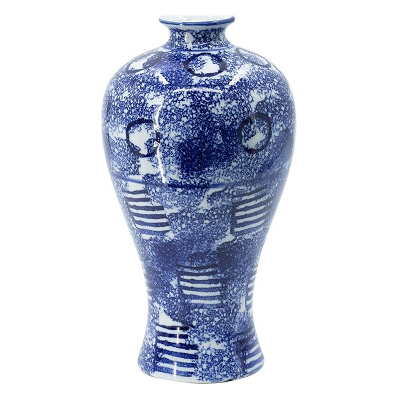 Ваза из фарфора сине-белого цвета Blue & White Ornament Белый Синий Ваза из фарфора сине-белого цвета Blue & White Ornament Белый Синий в Рязани | Loft Concept
