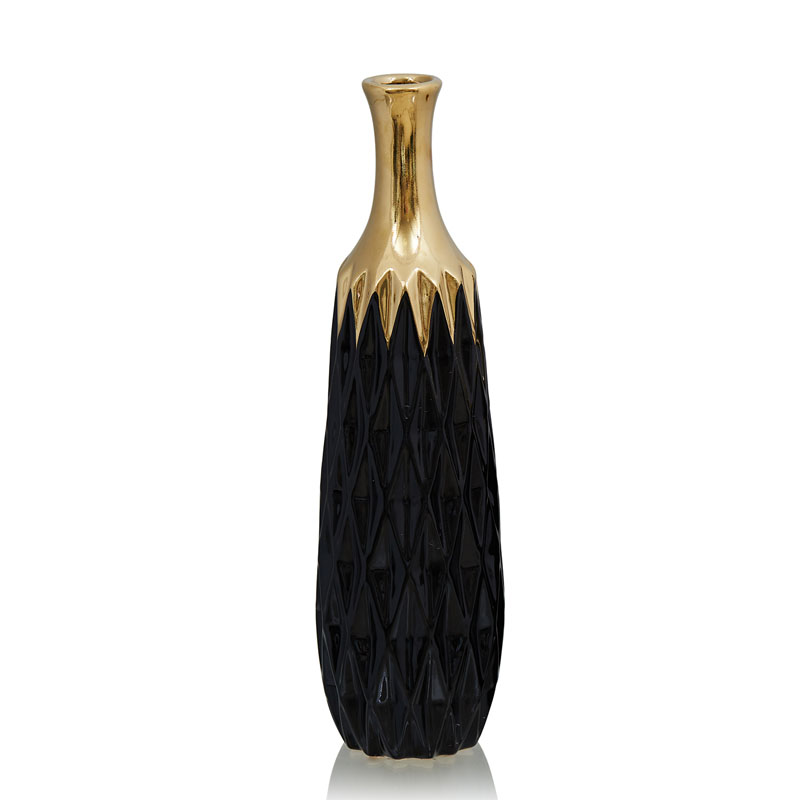 Ваза Gold Neck Vase Глянцевое золото Черный Ваза Gold Neck Vase Глянцевое золото Черный в Рязани | Loft Concept