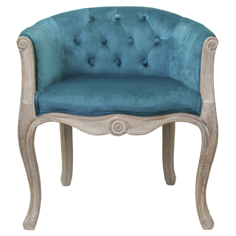 Кресло низкое в стиле прованс Louis French Armchair blue velour Бирюзовый Бежевый Кресло низкое в стиле прованс Louis French Armchair blue velour Бирюзовый Бежевый в Рязани | Loft Concept