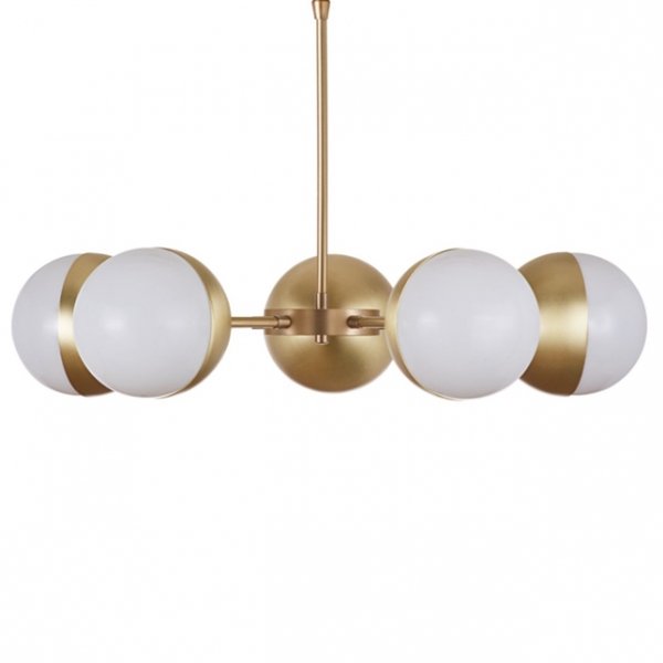 Подвесной светильник Copper Light Chandelier 5 Белый Латунь Подвесной светильник Copper Light Chandelier 5 Белый Латунь в Рязани | Loft Concept