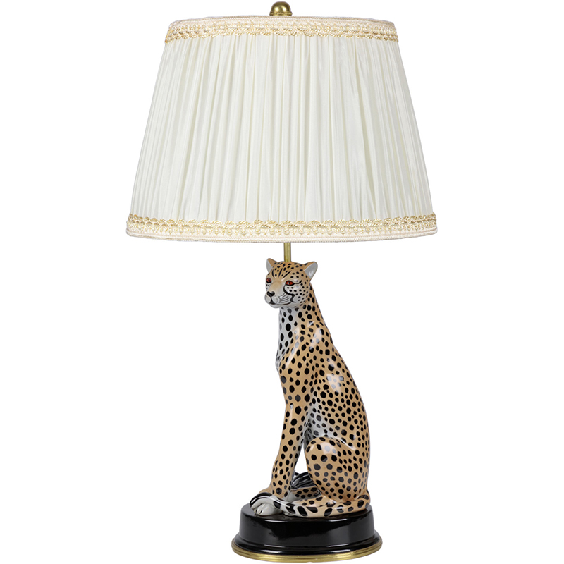 Настольная лампа с абажуром Leopard Table Lamp Кремовый Коричневый Черный Настольная лампа с абажуром Leopard Table Lamp Кремовый Коричневый Черный в Рязани | Loft Concept