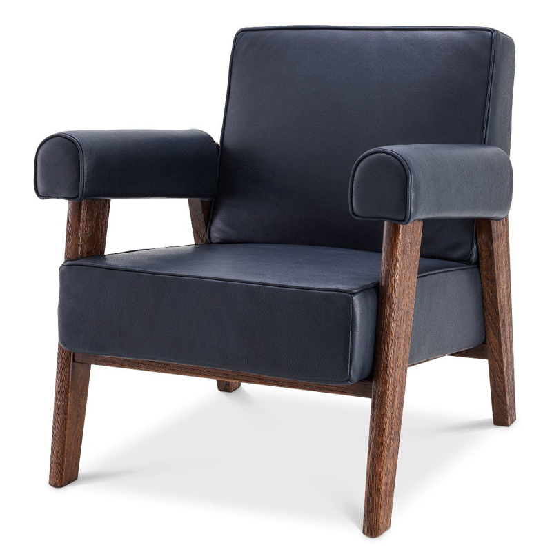 Кресло Eichholtz Chair Milo Коричневый Темно-синий Кресло Eichholtz Chair Milo Коричневый Темно-синий в Рязани | Loft Concept