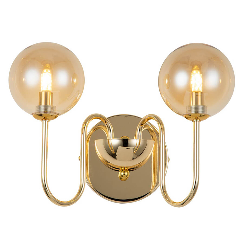 Бра Sheiry Glass Ball Wall Lamp Глянцевое золото Янтарный Бра Sheiry Glass Ball Wall Lamp Глянцевое золото Янтарный в Рязани | Loft Concept