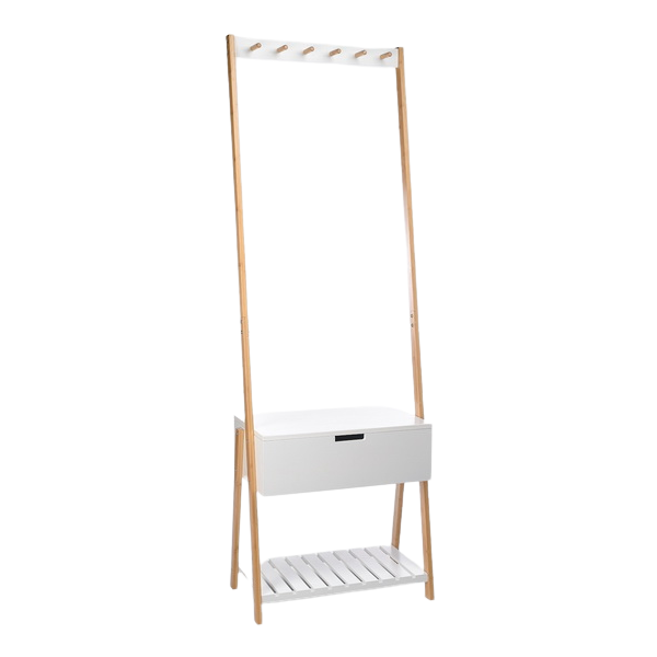 Вешалка для прихожей Сканди White & Beige Bamboo Белый Бежевый Вешалка для прихожей Сканди White & Beige Bamboo Белый Бежевый в Рязани | Loft Concept