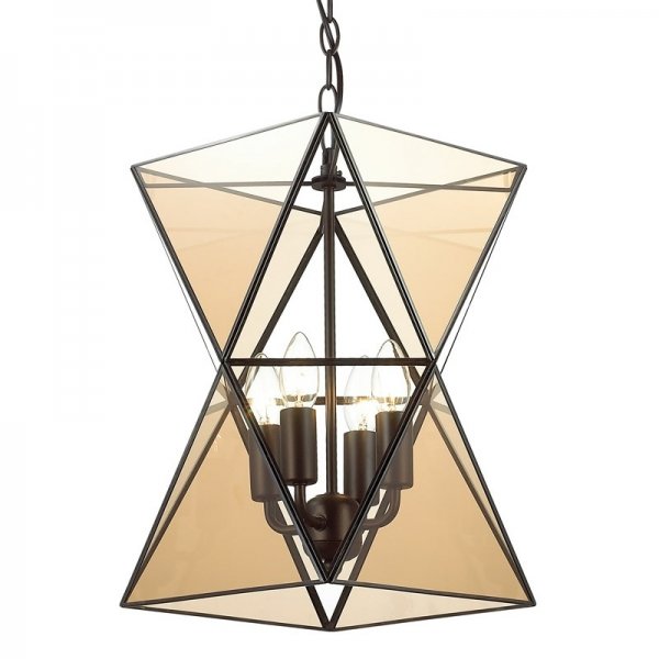 Люстра PolyPyramid Glass Pendant 4 Cognac Прозрачный Люстра PolyPyramid Glass Pendant 4 Cognac Прозрачный в Рязани | Loft Concept