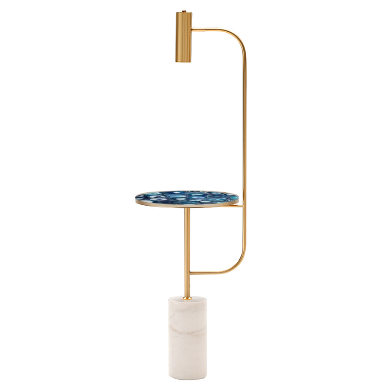 Торшер blue agate countertop FLOOR LAMP Латунь Белый Торшер blue agate countertop FLOOR LAMP Латунь Белый в Рязани | Loft Concept