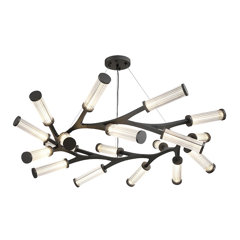 Люстра Cylinder Branches Chandelier Ring Black Черный Прозрачный Люстра Cylinder Branches Chandelier Ring Black Черный Прозрачный в Рязани | Loft Concept