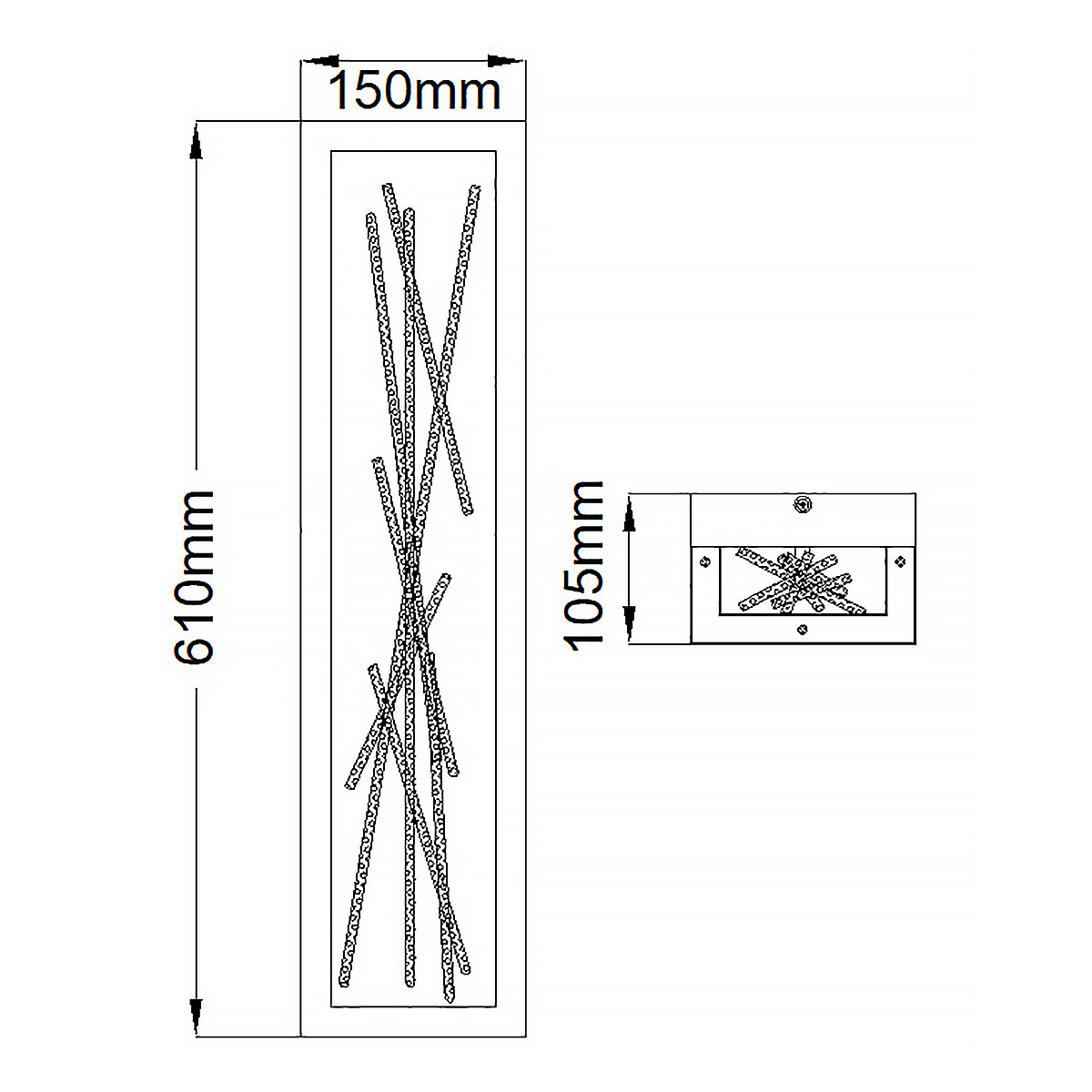Бра в прямоугольной черной рамке с декором в виде ветвей в золотой отделке Hinkley в Рязани