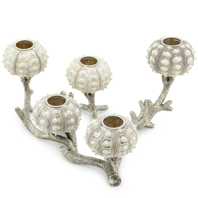 Подсвечник CANDLEHOLDER SEAURCHIN X5 Бежево-серый Серебряный Подсвечник CANDLEHOLDER SEAURCHIN X5 Бежево-серый Серебряный в Рязани | Loft Concept