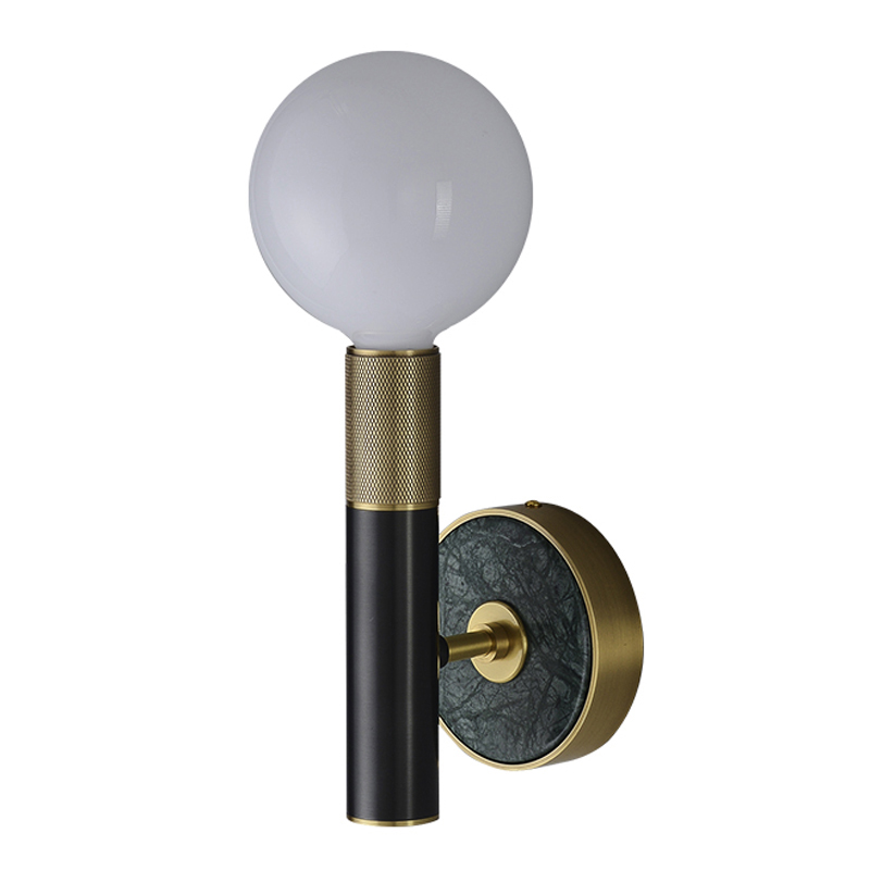 Бра Frode Wall lamp Латунь Белое матовое стекло Черный Бра Frode Wall lamp Латунь Белое матовое стекло Черный в Рязани | Loft Concept