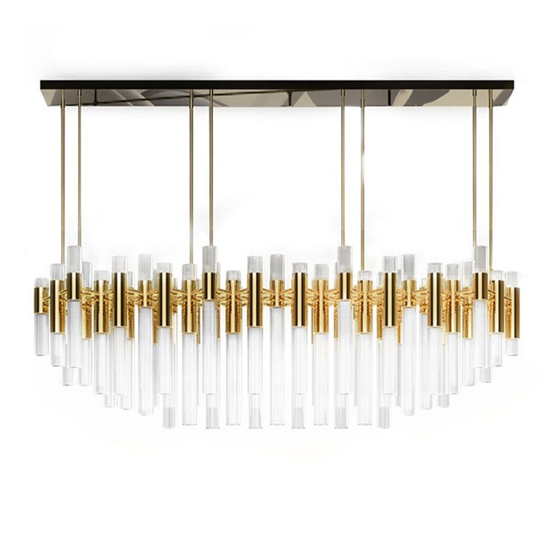 Люстра Luxxu Waterfall Rectangular suspension Глянцевое золото Прозрачное Стекло в Рязани | Loft Concept 