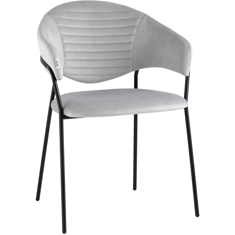 Стул Alexis Chair Светло-Серый Велюр Светло-серый Черный Стул Alexis Chair Светло-Серый Велюр Светло-серый Черный в Рязани | Loft Concept