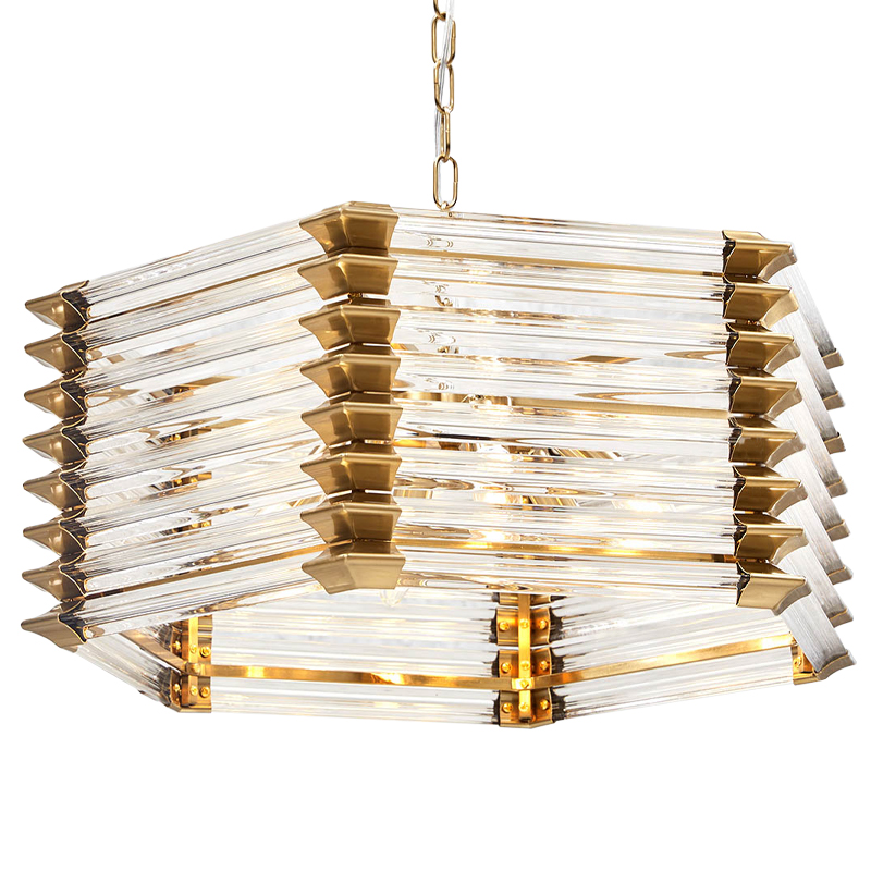 Люстра стеклянная Hexagon Tadesse Glass Chandelier Прозрачное Стекло Золотой Люстра стеклянная Hexagon Tadesse Glass Chandelier Прозрачное Стекло Золотой в Рязани | Loft Concept