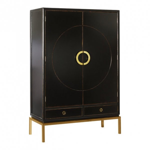 Шкаф China Rack Black Черный Золотой Шкаф China Rack Black Черный Золотой в Рязани | Loft Concept