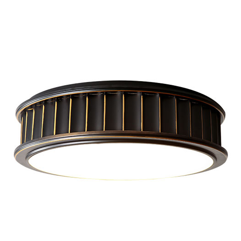 Потолочный светильник Drum Ceiling Lamp Темная бронза Белый Латунь Потолочный светильник Drum Ceiling Lamp Темная бронза Белый Латунь в Рязани | Loft Concept